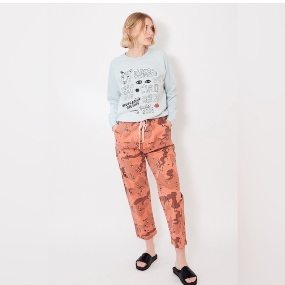MOTHER Pants - MOTHER The Catch All Ankle Mushroom Mayhem in shrimp Baggy Fit